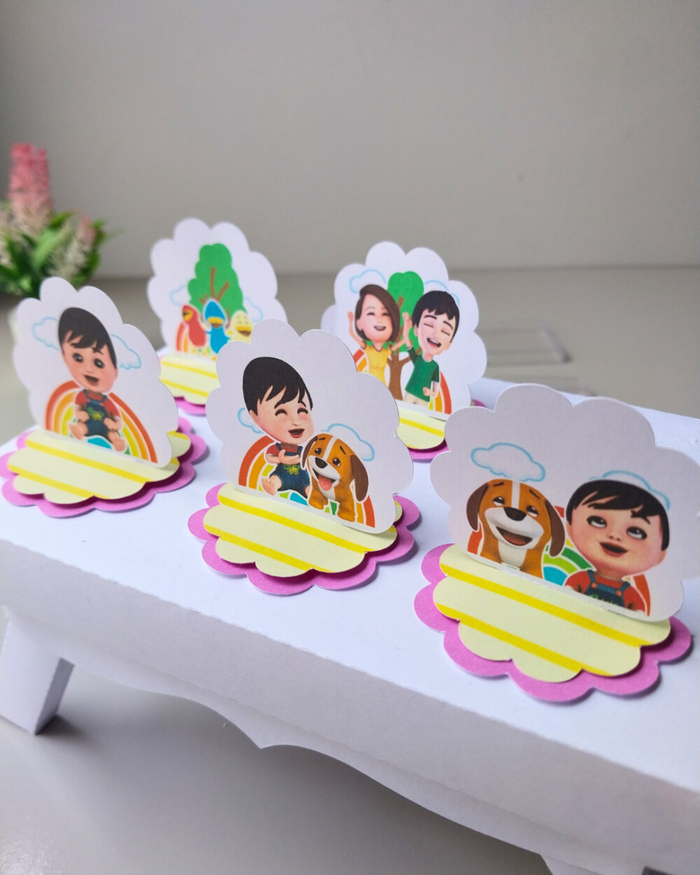 10 Aplique Bento e Totó menina Tag escalope Personalizada Festa 