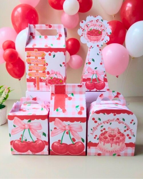 Kit 40 caixas Cerejinha Personalizado | Lembrancinhas Infantil