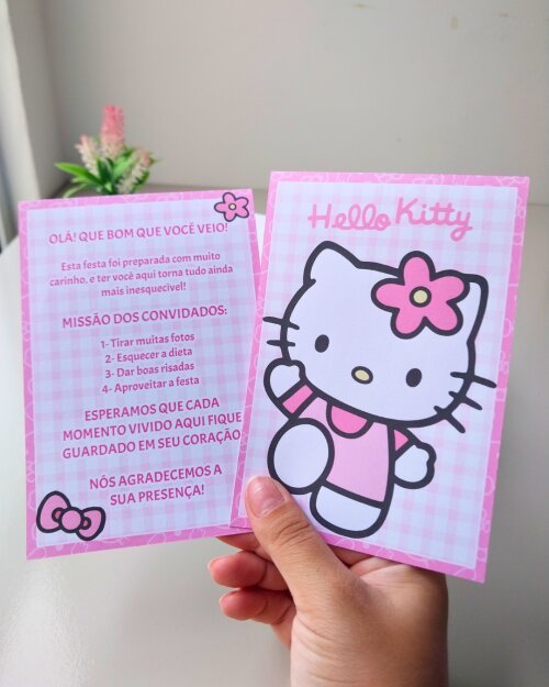 10 Plaquinha de mesa Hello Kitty Festa Infantil | Centro de mesa