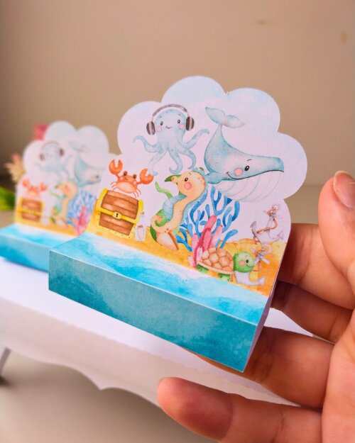 Kit 10 Porta bis duplo Fundo do mar menino Personalizado | Lembrancinhas Infantil