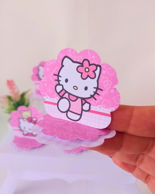 20 Aplique 3D Hello Kitty Tag escalope Personalizada Festa Lembrancinha