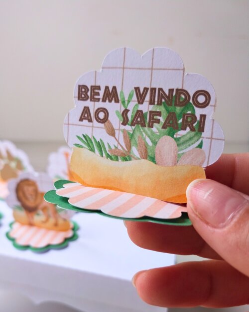 15 Aplique 3D Safari Realista Tag escalope Personalizada Festa Lembrancinha