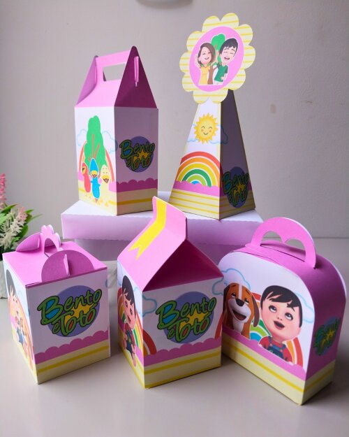 Kit 40 caixas Bento e Totó menina Personalizado | Lembrancinhas 