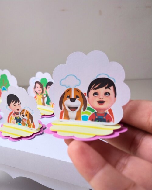 10 Aplique Bento e Totó menina Tag escalope Personalizada Festa Lembrancinha