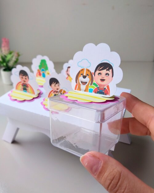 10 Aplique Bento e Totó menina Tag escalope Personalizada Festa 