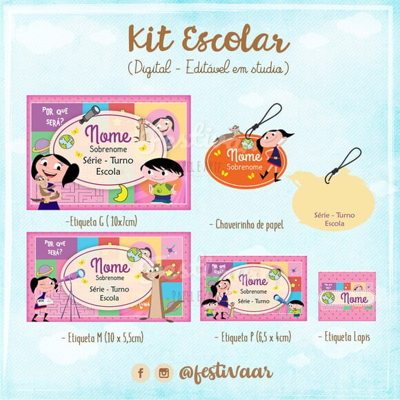 60 Etiquetas Escolares Personalizadas Prova D'agua