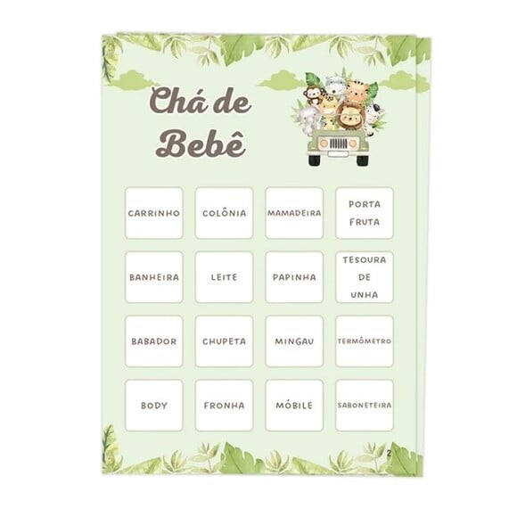 Bingo para Chá de Bebê + Lápis + Fichas