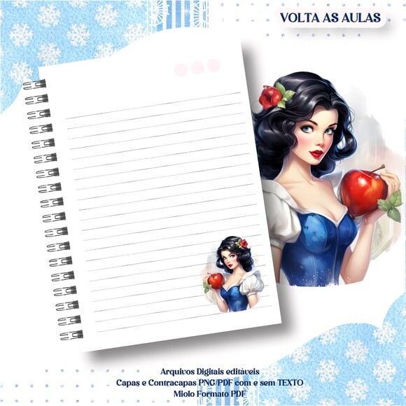 Caderno ou Agenda Personalizada Branca de Neve