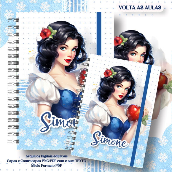 Caderno ou Agenda Personalizada Branca de Neve