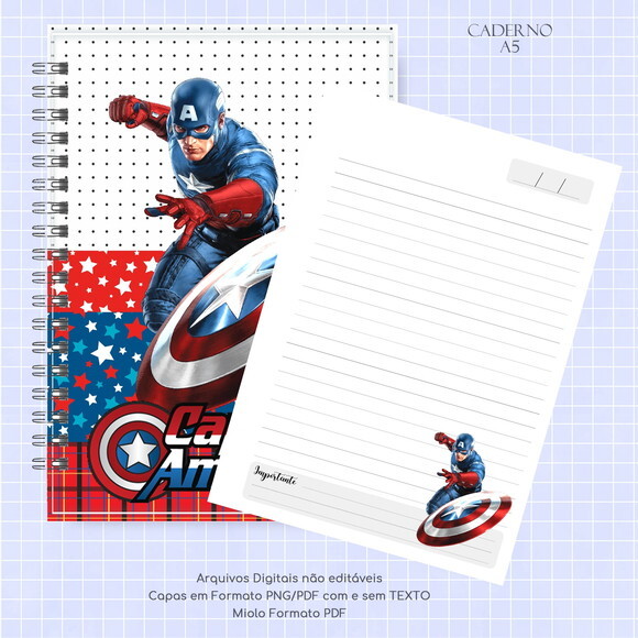 Caderno ou Agenda Personalizada Capitão América