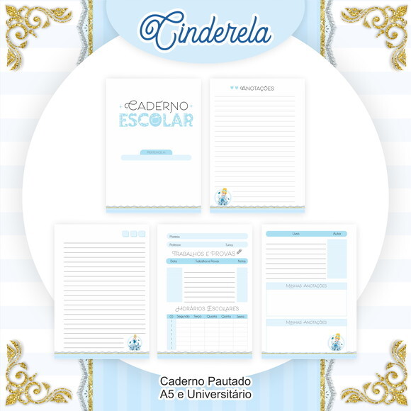 Caderno ou Agenda Personalizada Cinderela
