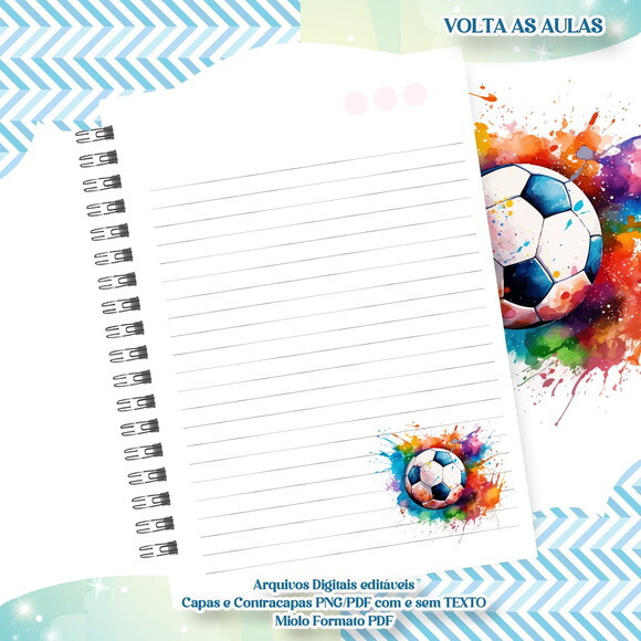 Caderno ou Agenda Personalizada Futebol