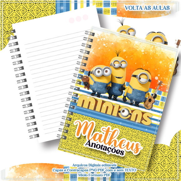 Caderno ou Agenda Personalizada Minions