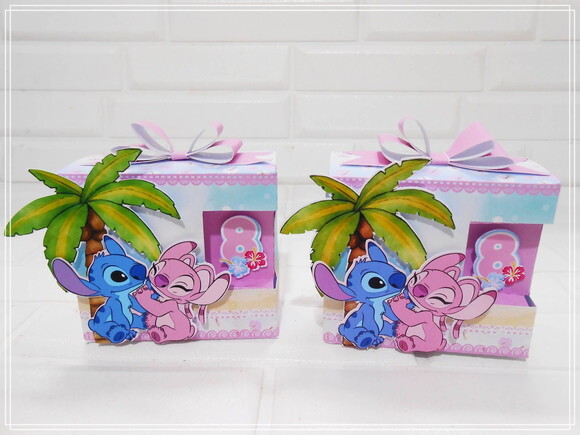 Caixa Meio Projeto Stitch Rosa