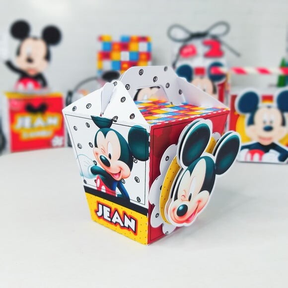 Caixa Sushi com Alça - Mickey Quadriculado