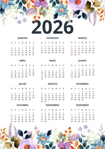 Calendário A4 de Parede