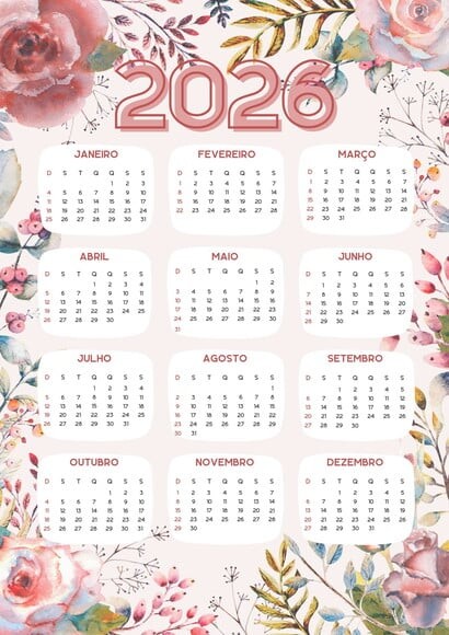 Calendário A4 de Parede