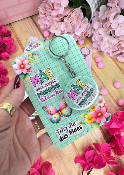Chaveiro com Card- Dia das Mães