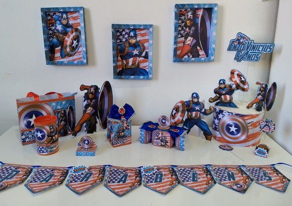 Kit 30 Lembrancinhas Capitão América