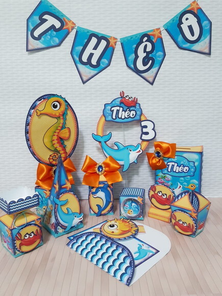 Kit 30 Lembrancinhas Fundo do Mar