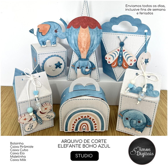 Kit 60 Lembrancinhas Elefante Boho