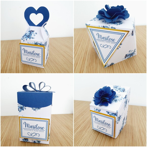Kit 60 Lembrancinhas Floral Azul