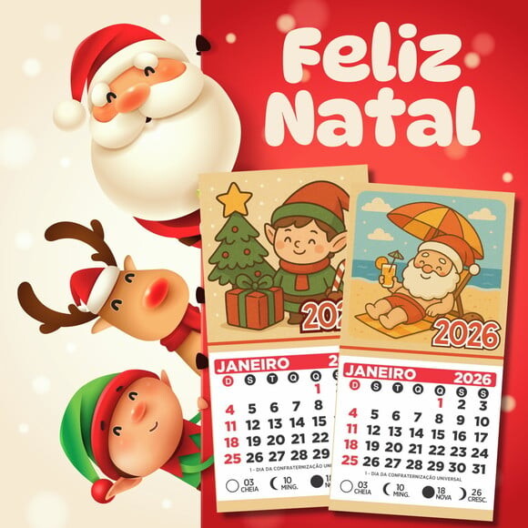 Mini Calendário 2026 Natal