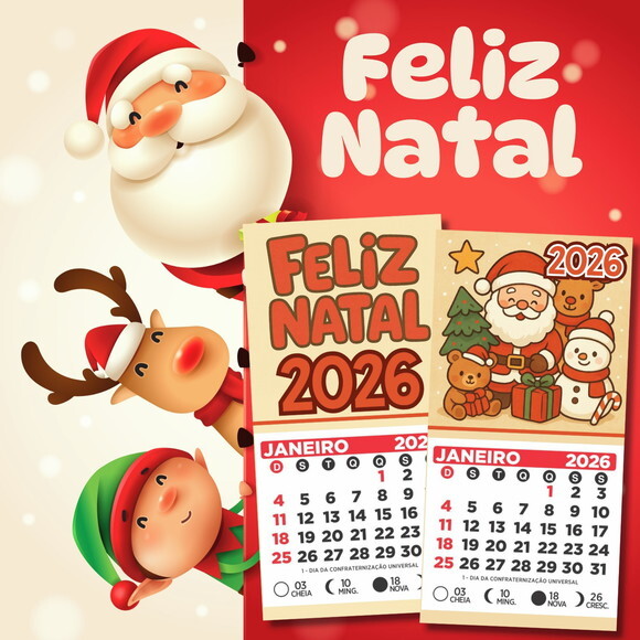 Mini Calendário 2026 Natal