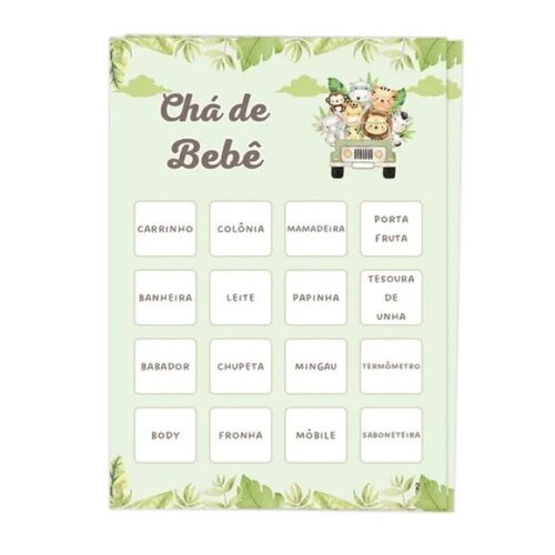 Bingo para Chá de Bebê + Lápis + Fichas
