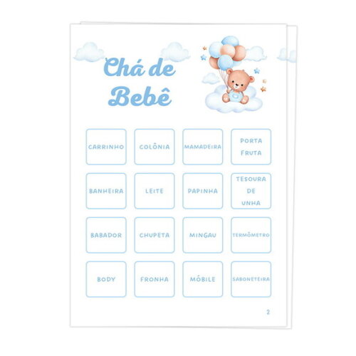 Bingo para Chá de Bebê + Lápis + Fichas