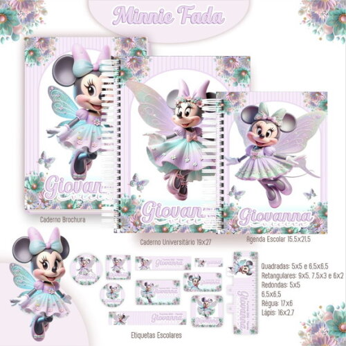 Caderno + Etiquetas + Tag Personalizada + Lápis