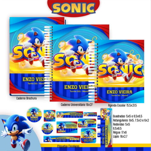 Caderno + Etiquetas + Tag Personalizada + Lápis