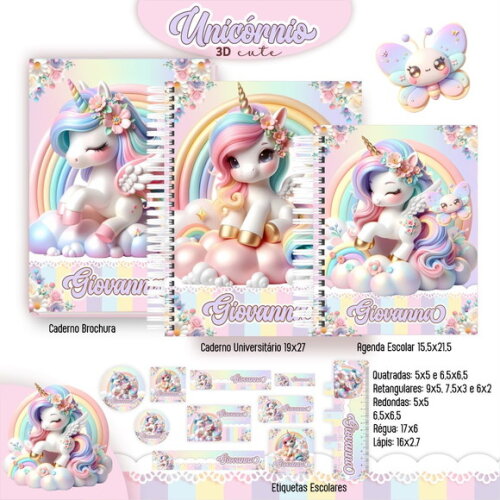 Caderno + Etiquetas + Tag Personalizada + Lápis