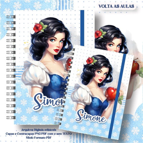 Caderno ou Agenda Personalizada Branca de Neve