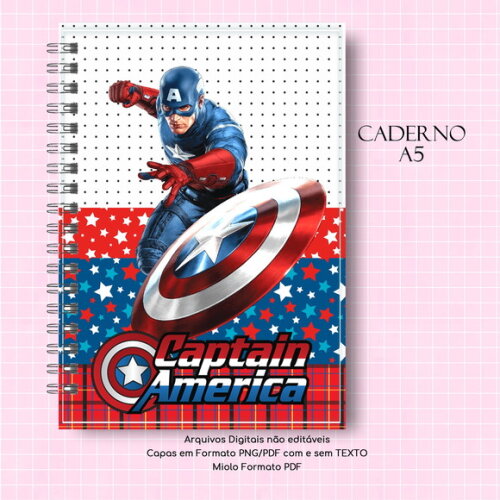 Caderno ou Agenda Personalizada Capitão América