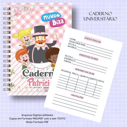 Caderno ou Agenda Personalizada Bita Rosa
