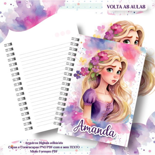 Caderno ou Agenda Personalizada Rapunzel