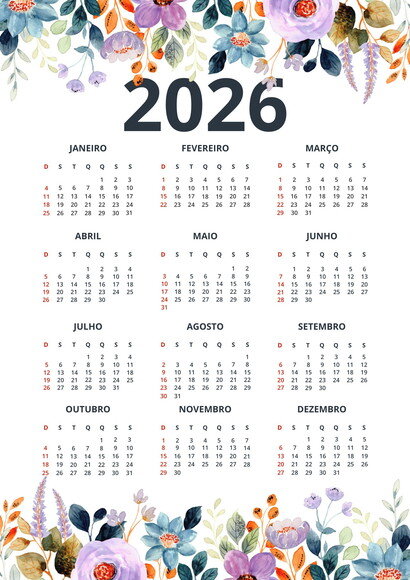 Calendário A4 de Parede