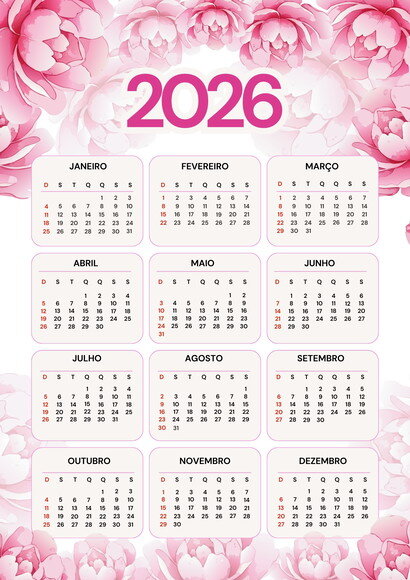 Calendário A4 de Parede
