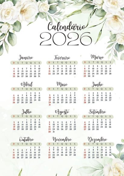 Calendário A4 de Parede