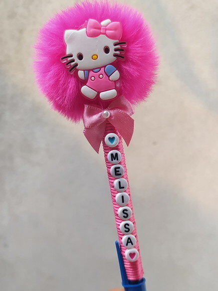 Caneta Personalizada com Pompom e Nome