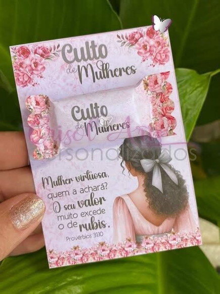 Card com Bala Dia da Mulher