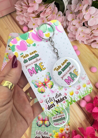 Chaveiro com Card- Dia das Mães