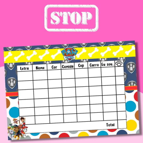 Jogo do Stop ( Conhecido Como Adedanha)