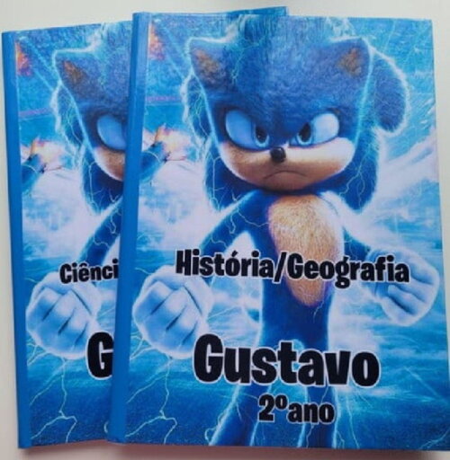 Kit 2 Cadernos Brochurão + Kit com 25 Etiquetas Mistas