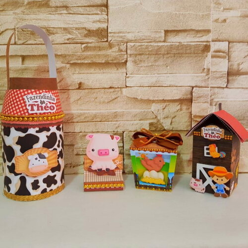 Kit 30 Lembrancinhas Fazenda Marrom
