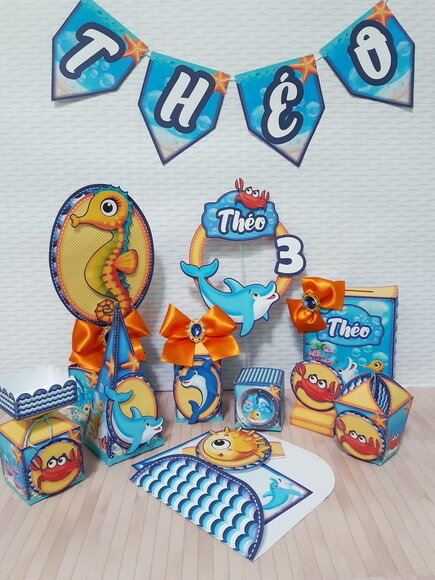 Kit 30 Lembrancinhas Fundo do Mar