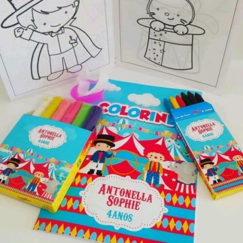Kit Colorir Livro + Massinha + Giz de Cera