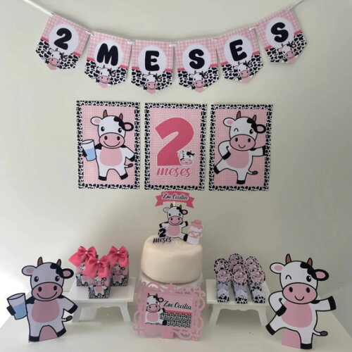 Kit Mesversário Vaquinha Personalizados - Só Um Bolinho