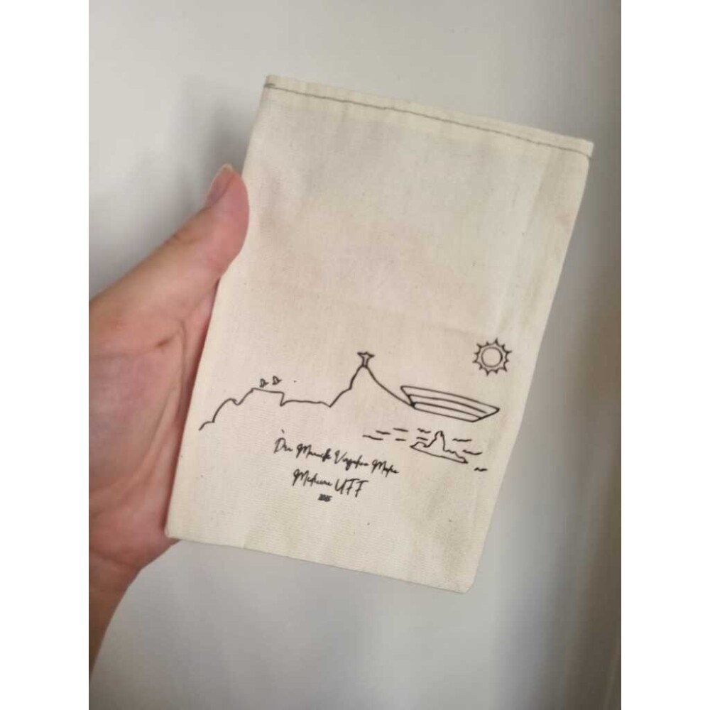 Saquinho Algodão Cru Personalizado 9x12cm - Kit com Flor + Tag +